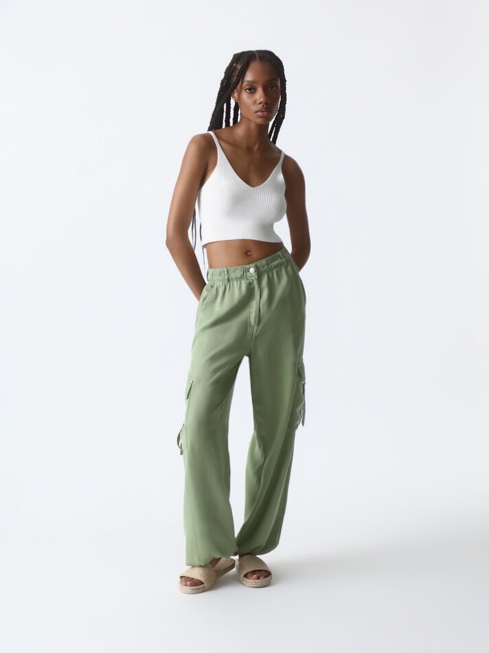 Top cropped de tricô - Branco