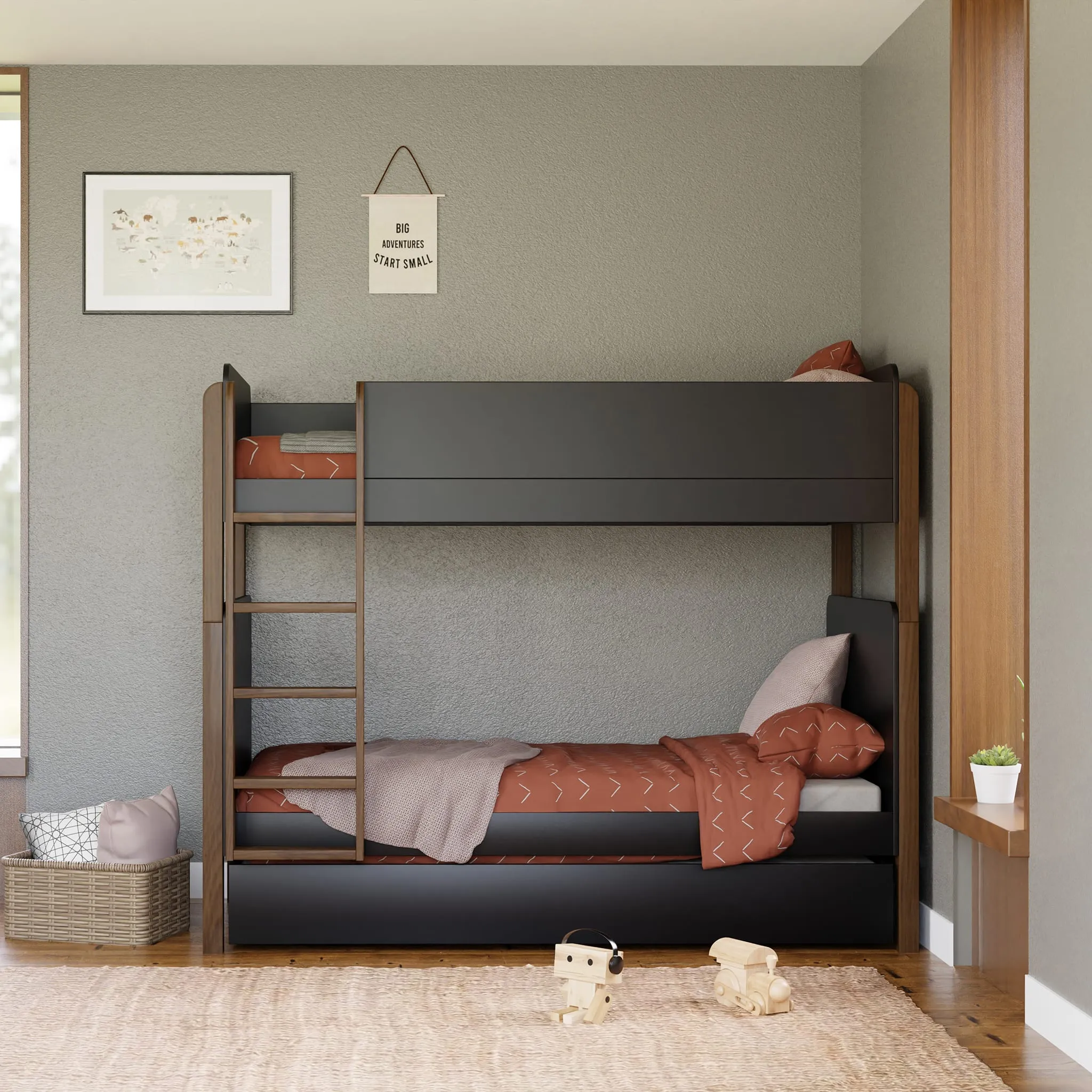 Million Dollar Baby Tiroir de Rangement pour Lit Gigogne Simple Universel - Noir