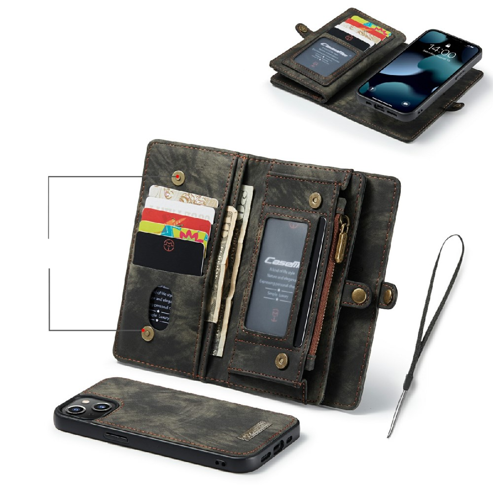 iPhone 13 2in1 Leder Tasche   Magnet Hardcase Karten Etui - Schwarz