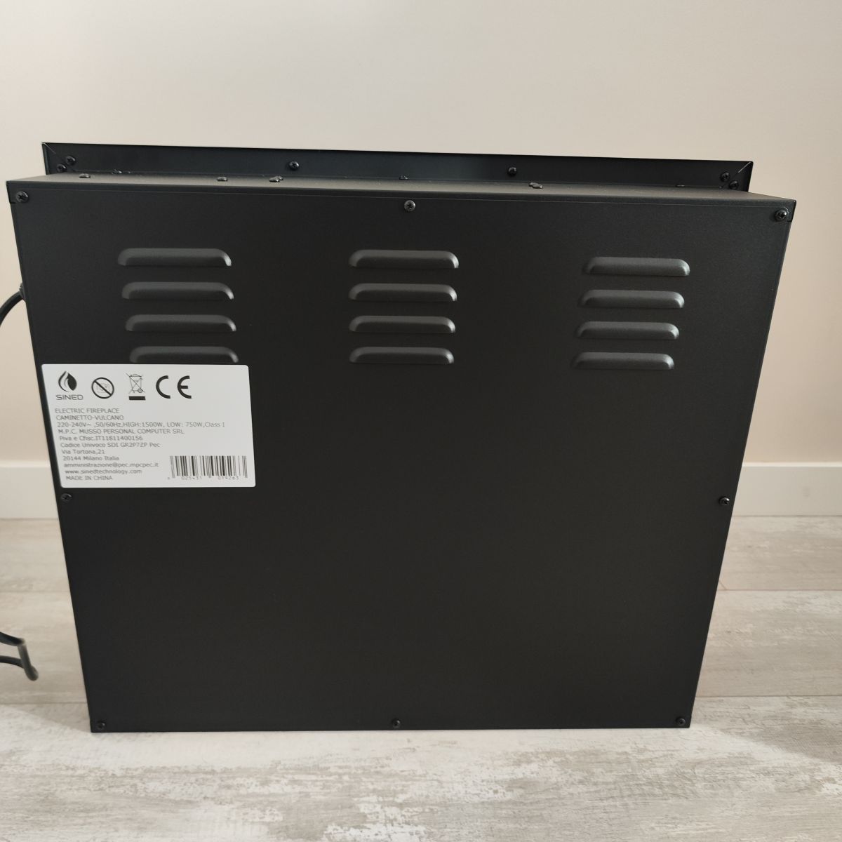Brûleur electrique led noir 1500w mpc caminetto vulcano