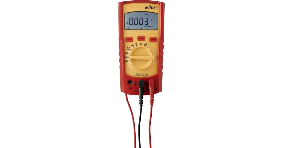 WihaDigitale multimeter tot 600 V AC, CAT IV meetapparaat  (Rood/geel)