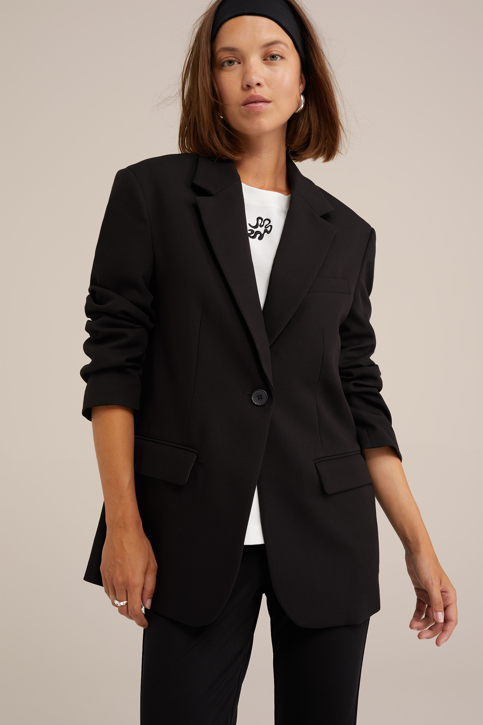 boyfriend fit blazer WE Fashion Zwart