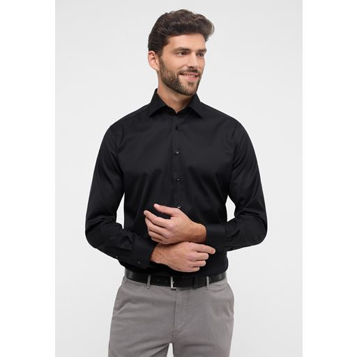 Eterna Langærmet Modern Fit Skjorte, Sort, 43