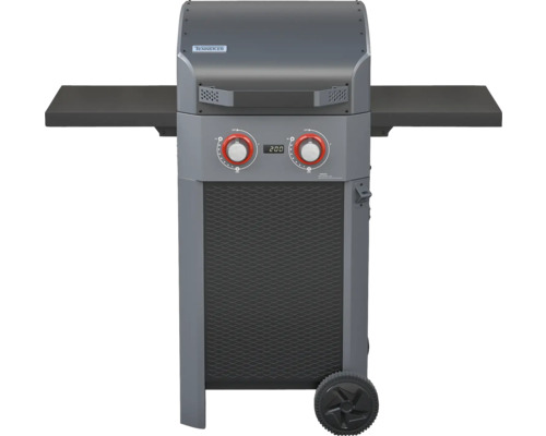 Tenneker Carbon E-Grill elektrische grill 122 x 58,8 x 112,4 cm met 2300 watt, 2 verwarmingscircuits, gietijzeren grillrooster, digitale temperatuurweergave, warmhoudrek