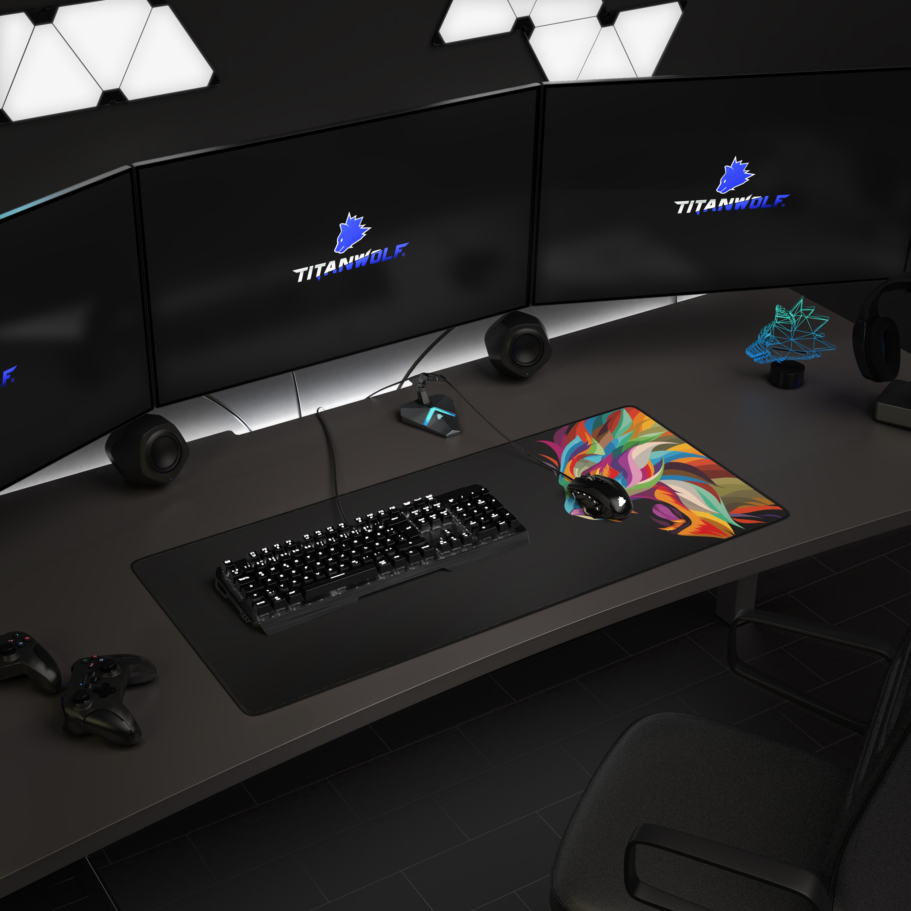 Titanwolf XXL Speed Gaming Mauspad Titanwolf Schwarz 900 x 400mm, XXL Mousepad, Tischunterlage Large Size, verbessert Präzision und Geschwindigkeit