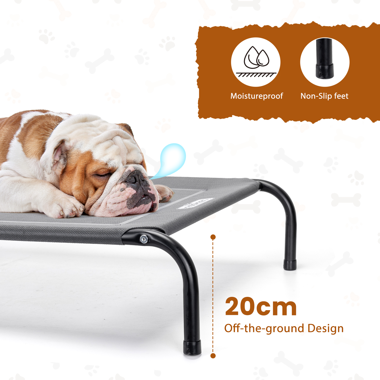 Cama elevada Nobleza para cães de grande porte, cama refrescante para cães, cama respirável para animais de estimação para uso interno/externo em jardins e terraços, cama resistente e lavável para cães, cinza, tamanho GG (XL), 137 x 90 x 20 cm