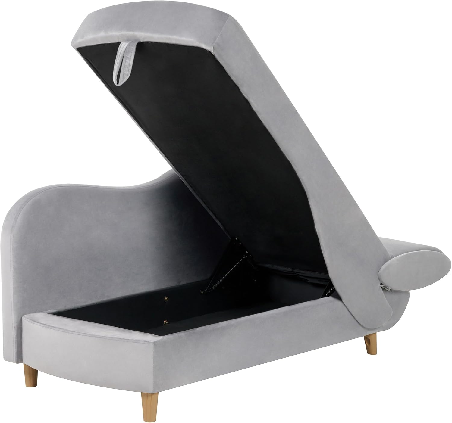Beliani Chaiselongue Samtstoff grau rechtsseitig mit Stauraum Kissen modern Meri II