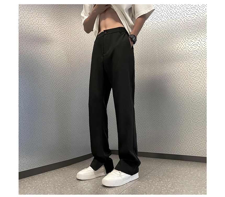 Hushgrain - Hoge taille effen rechte broek