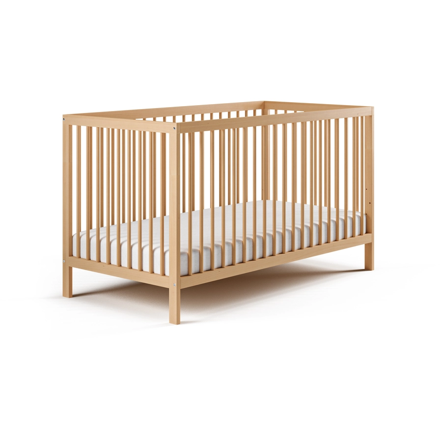 Kids Collective Babybett Gitterbett 60x120 | 70x140 höhenverstellbar & herausnehmbare Sprossen natur