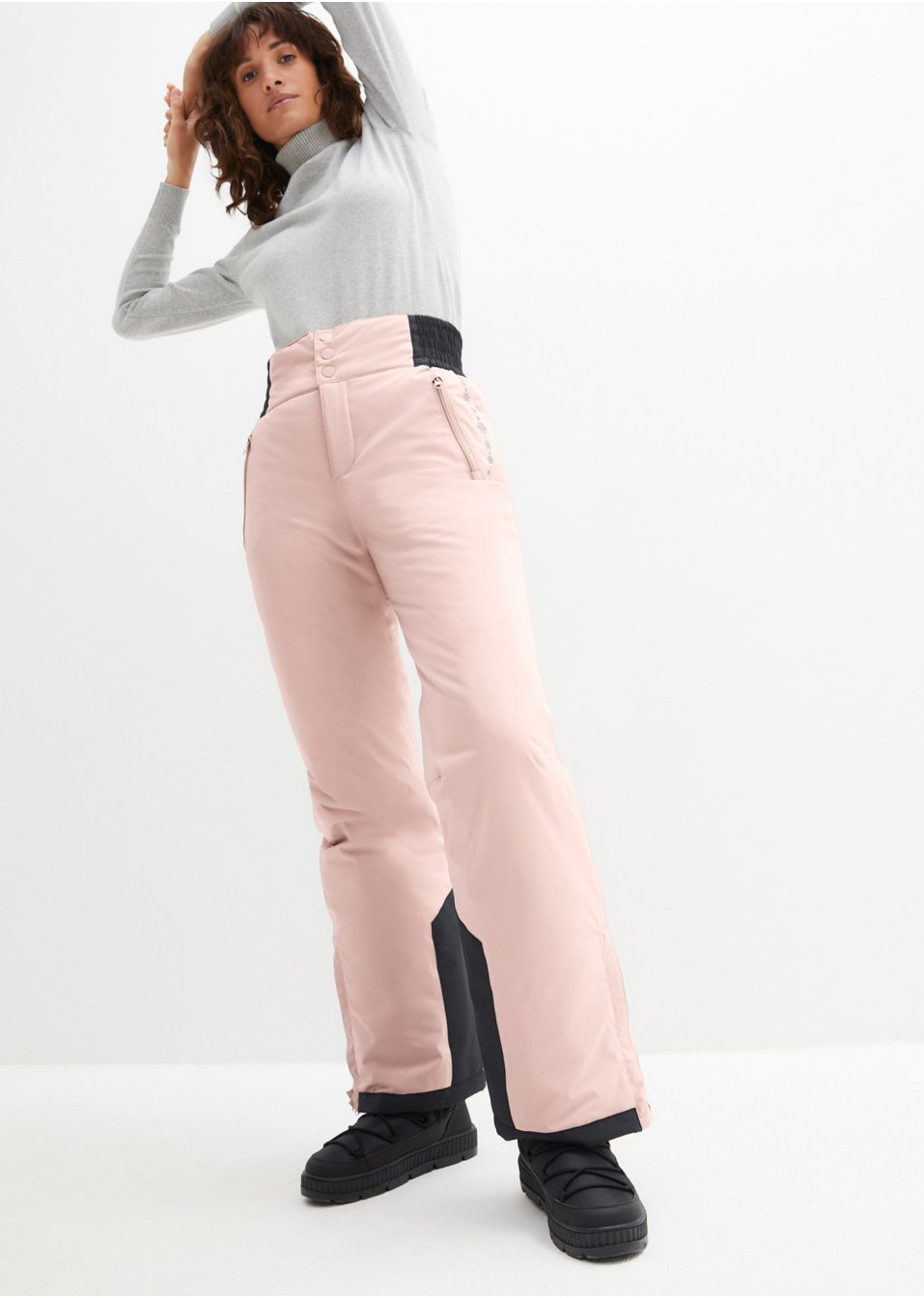 Pantalon de ski thermo fonctionnel coupe haute avec taille confortable, étanche, Straight