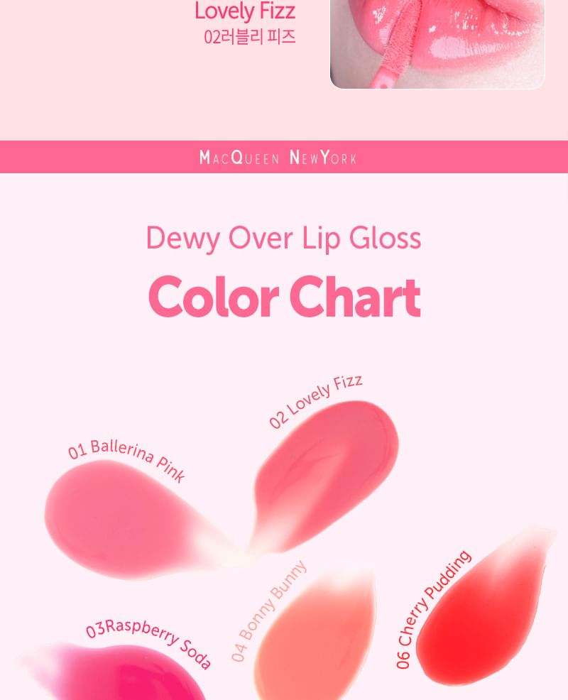 MACQUEEN - Dewy Over Lip Gloss - 6 kleuren
