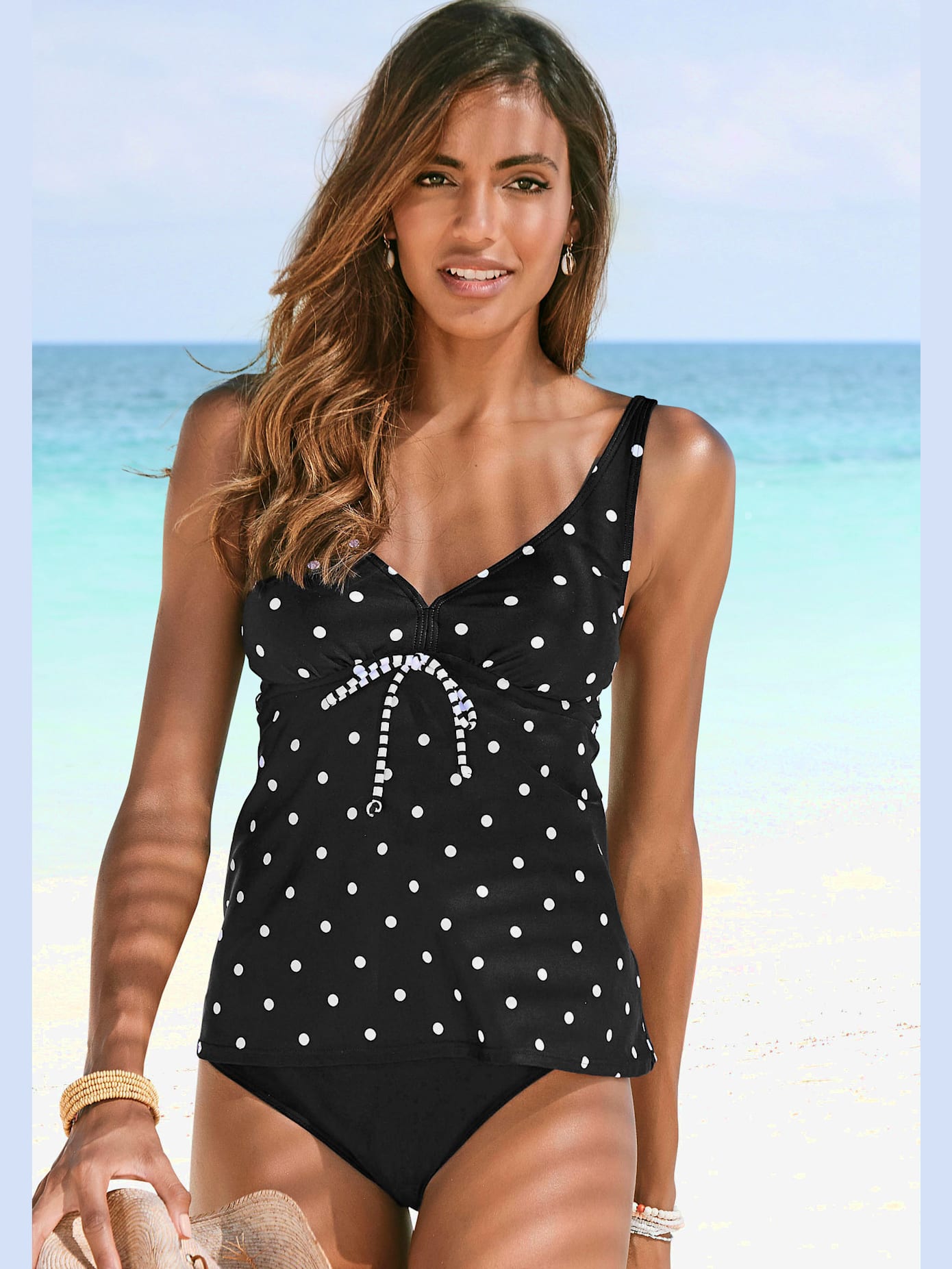 Haut de maillot de bain à armatures motif à pois tendance