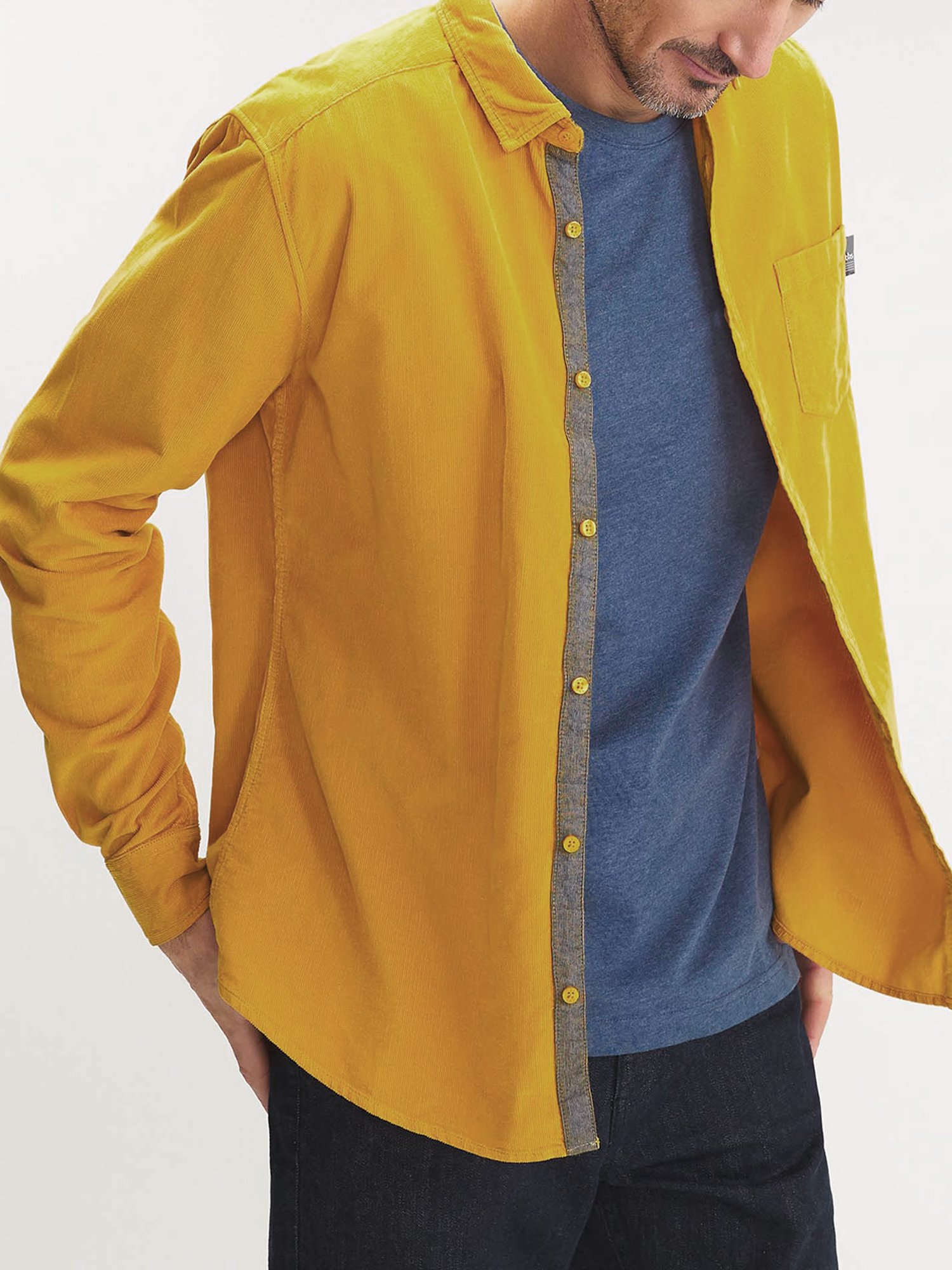 Chemise Homme Velours Côtelé Jaune
