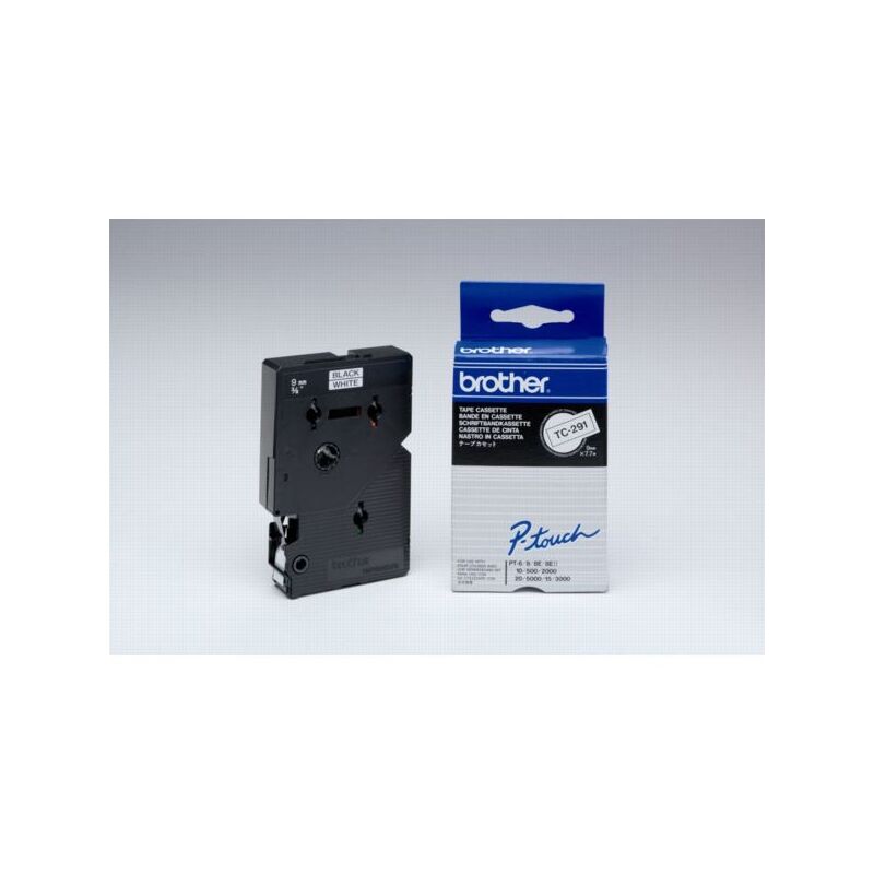 Brother P-Touch Band TC-291, 9 mm, schwarz auf weiss