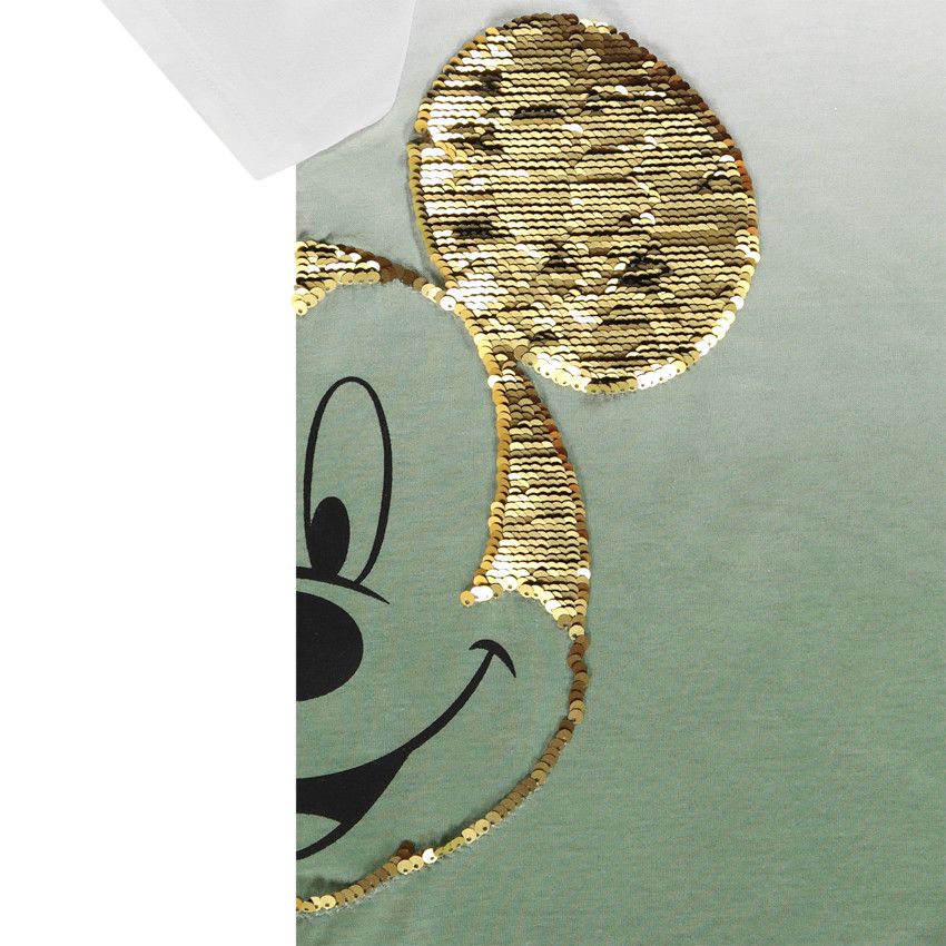 T-shirt manches courtes Mickey Disney en sequins magiques pour garçon - Blanc