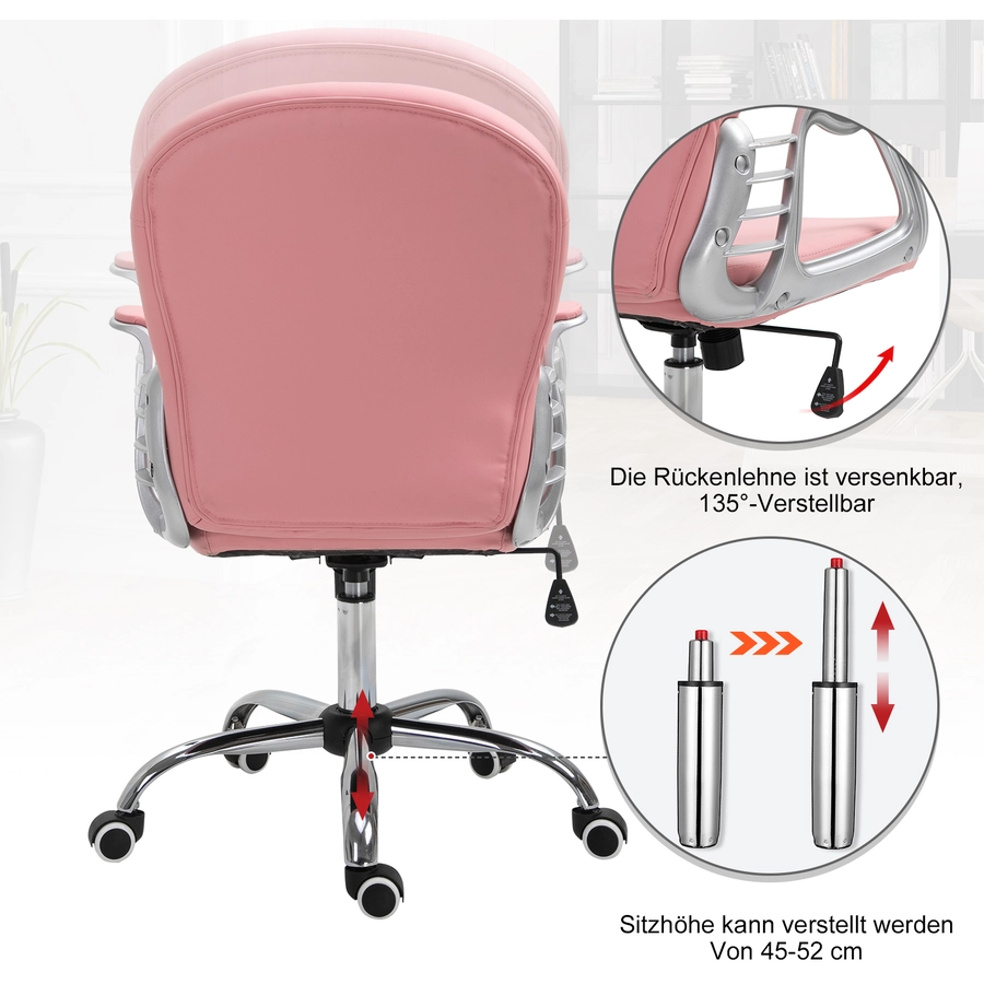 Vinsetto Drehstuhl im eleganten Design rosa