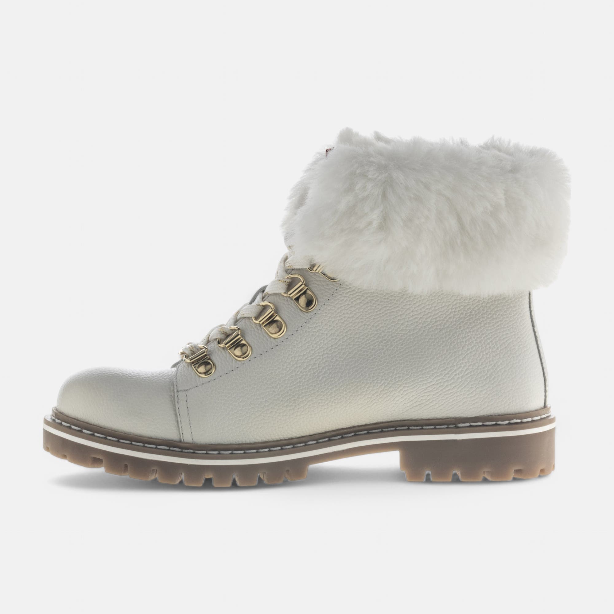 Bottines à lacets Femme en cuir blanc