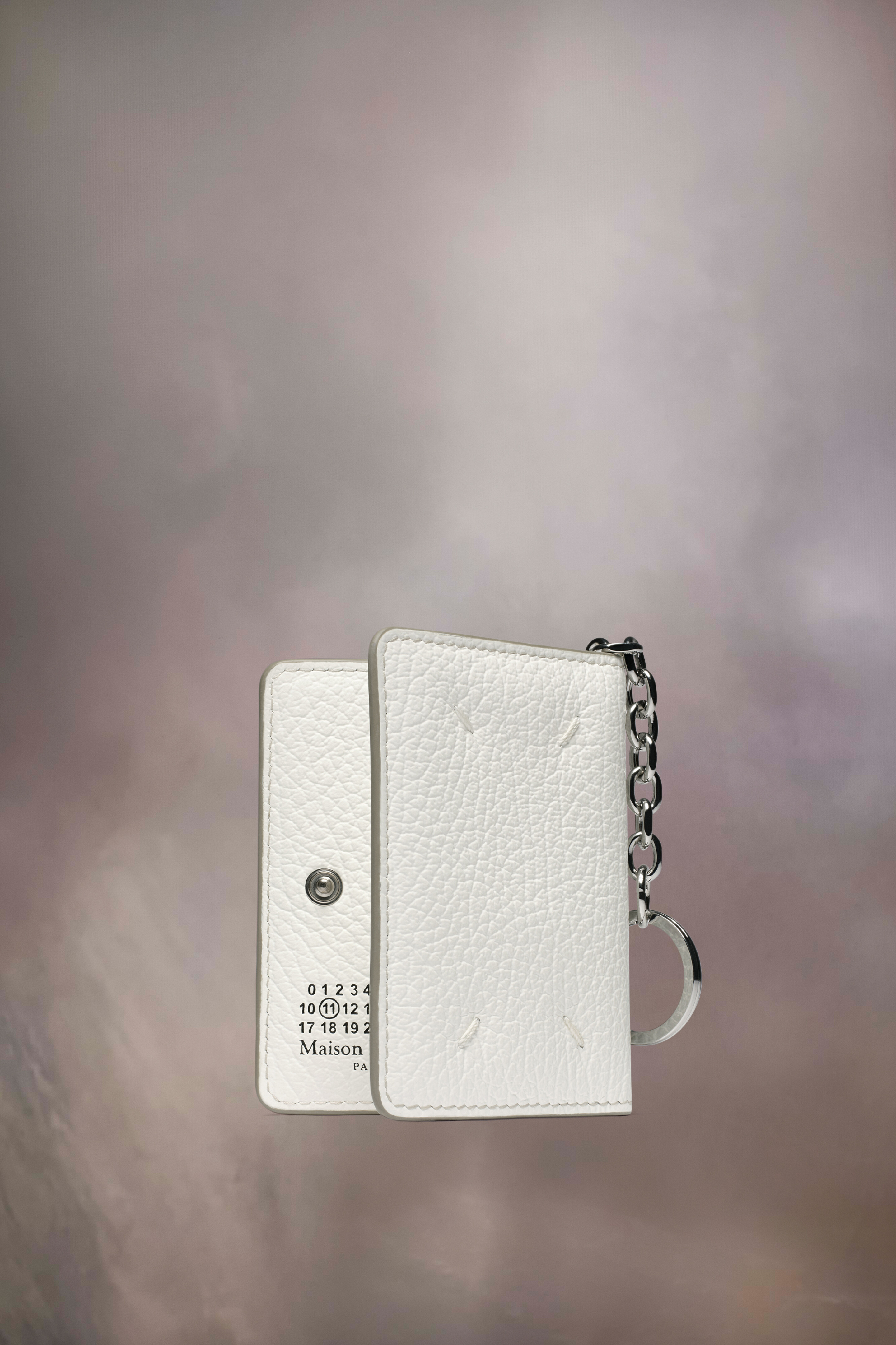 Porte-cartes porte-clés en cuir | femme Blanc