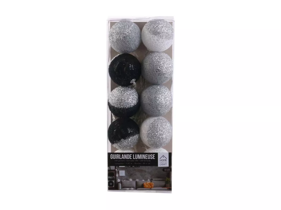 Guirlande lumineuse boules pailletées 10 leds