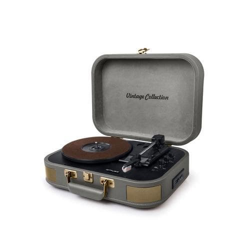 MT-201 BTG Pladespiller Stereoanlæg BT USB vintage Tope Grey