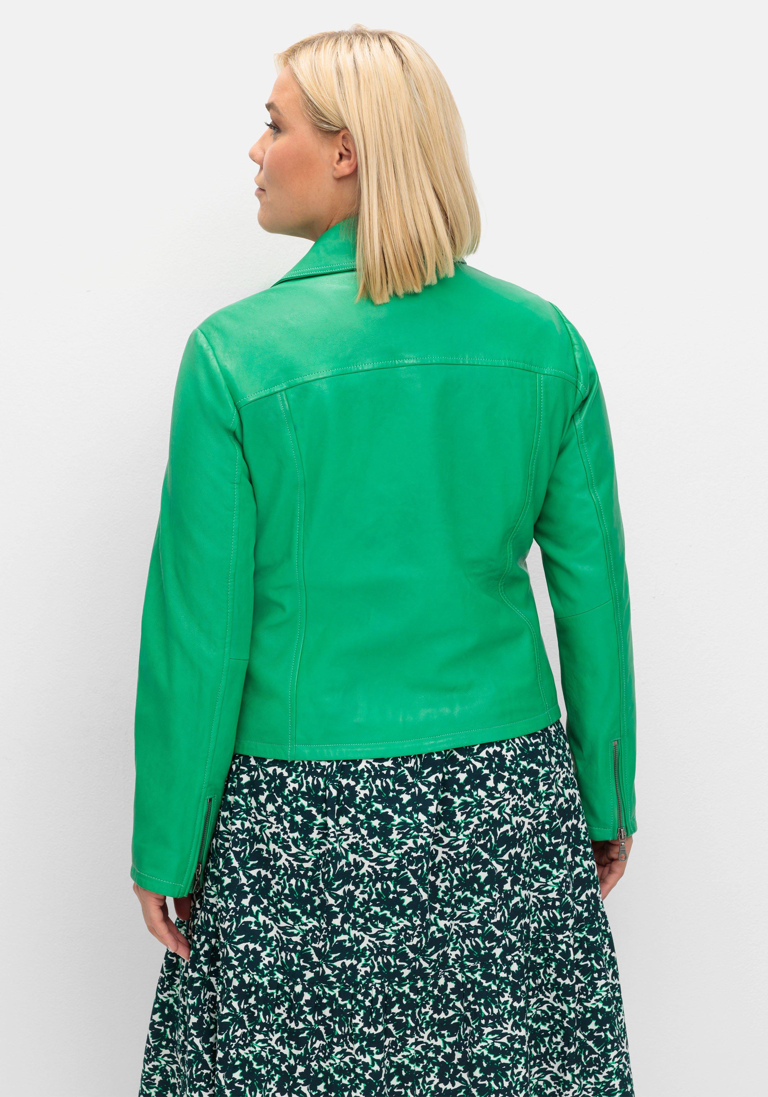 Kurze Lederjacke aus Lammnappa, im Biker-Stil