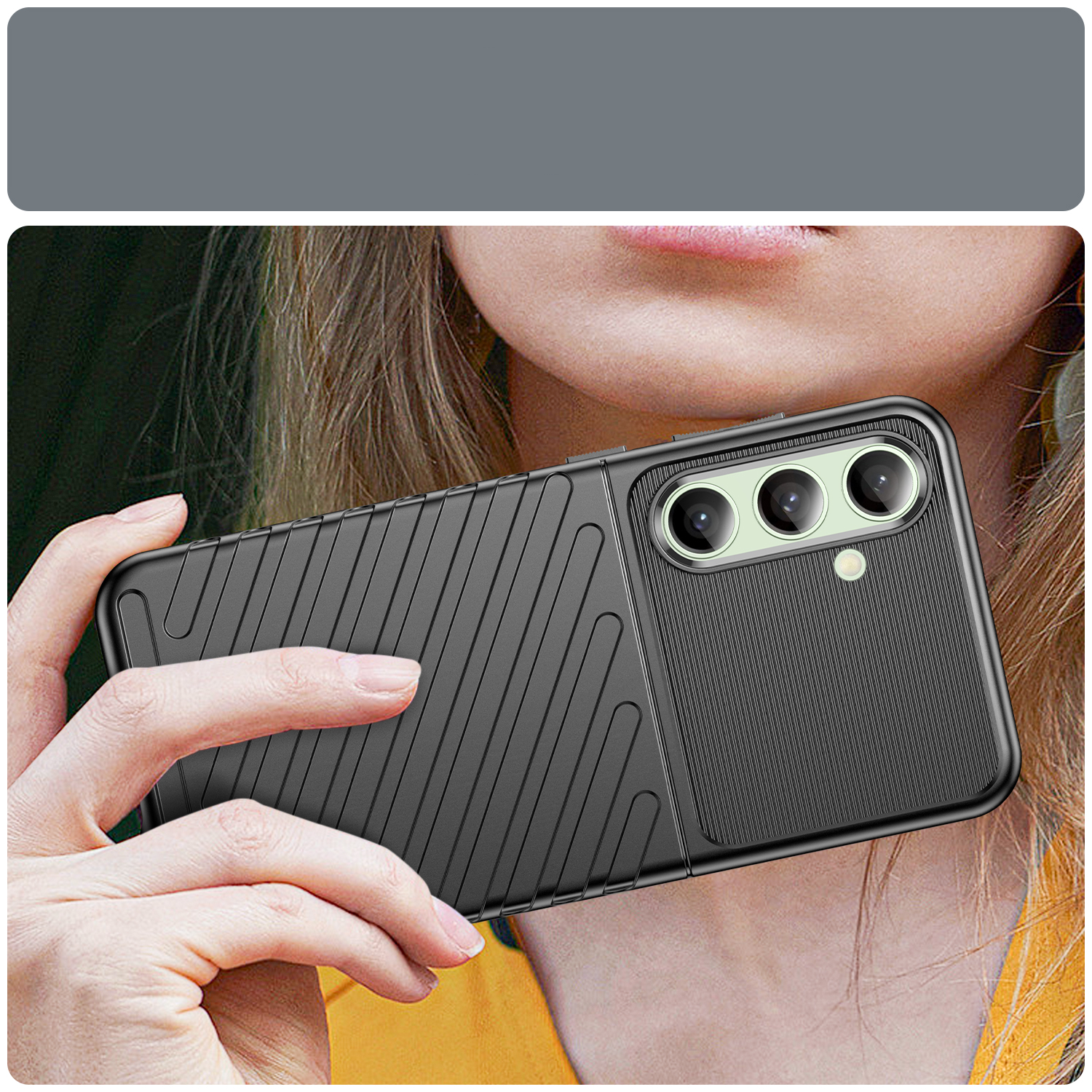 Samsung Galaxy S24 FE Gummi Case Schutzhülle Grip Design - Schwarz