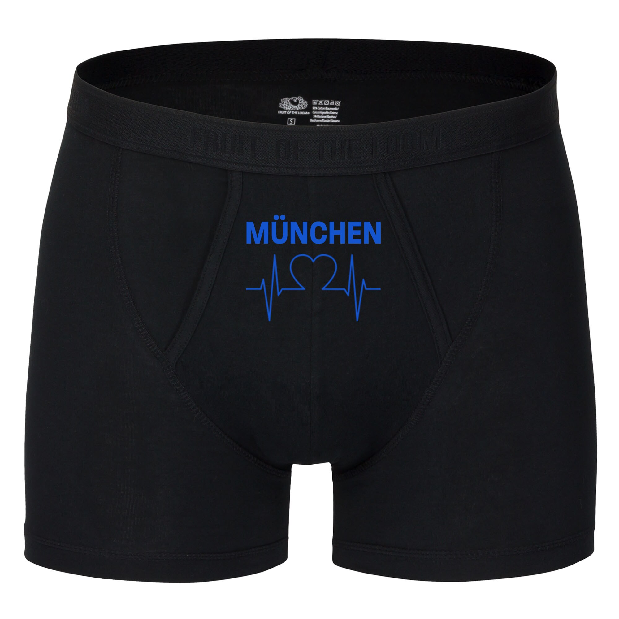 multifanshop® Herren Boxer Short - München blau - Herzschlag - Druck blau