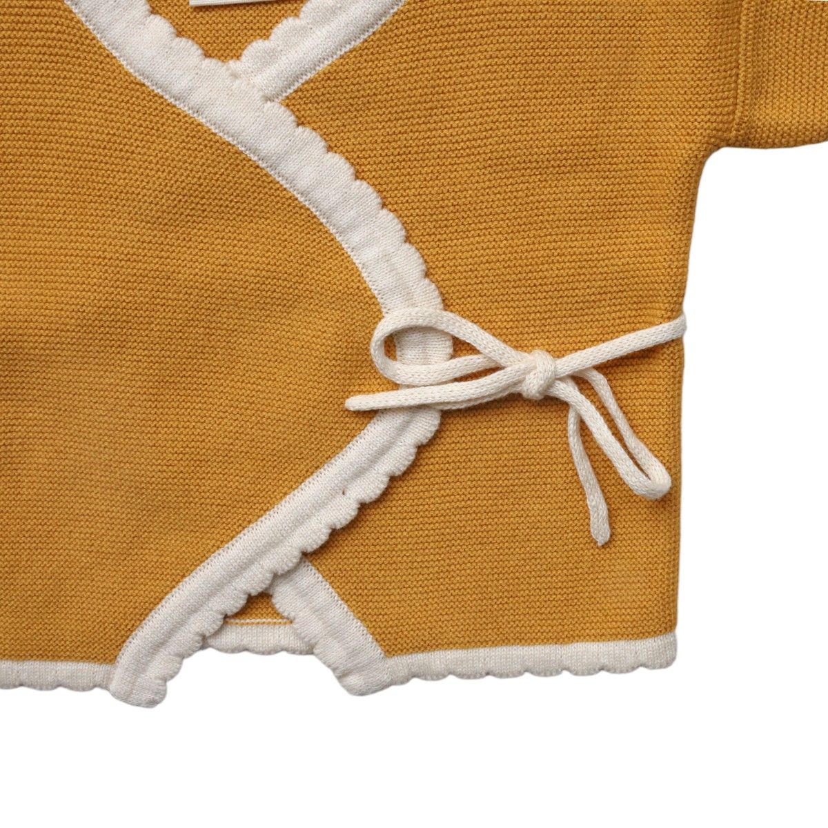 Gilet cache-cœur coton moutarde 3-6 mois Amande