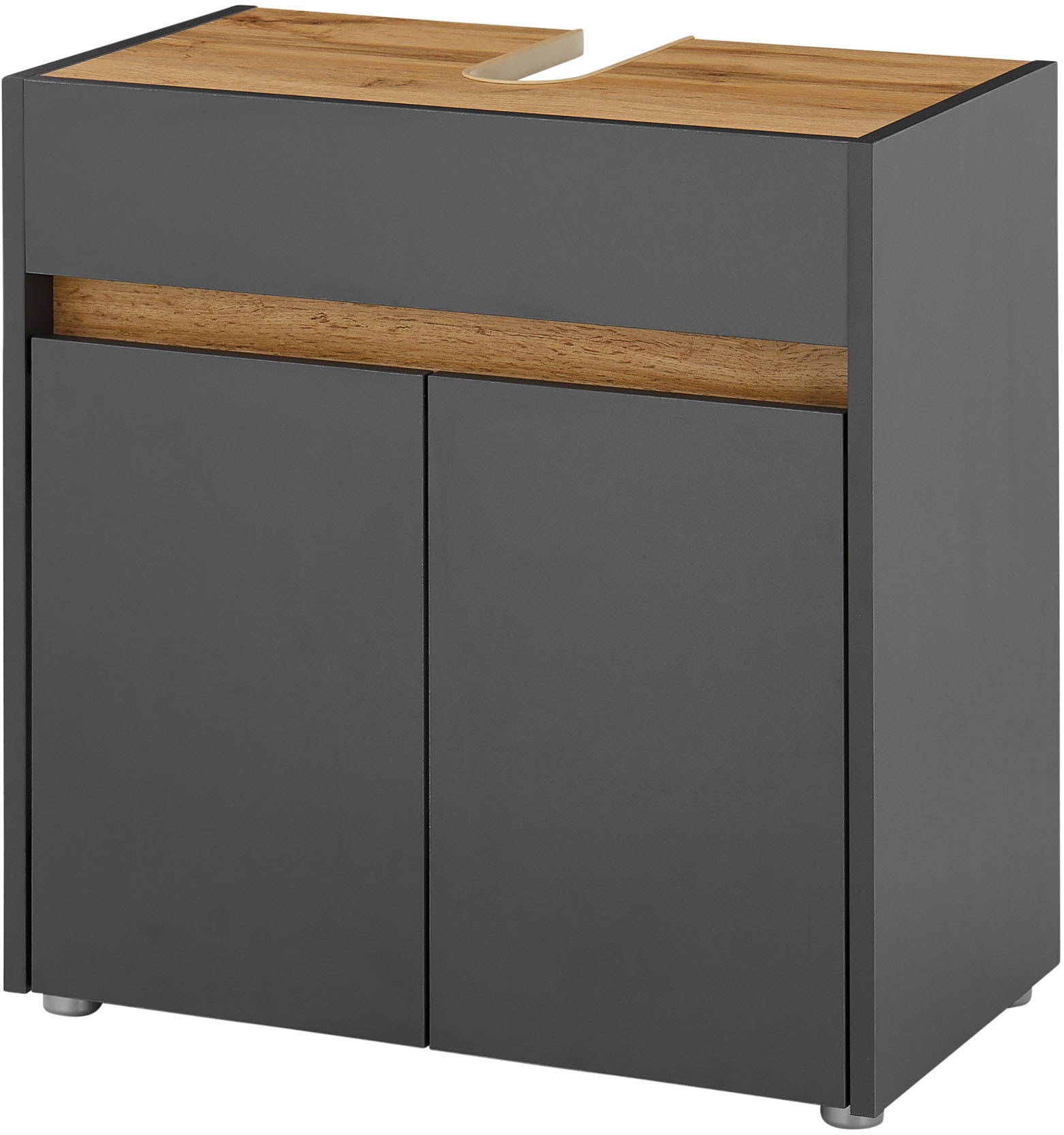 INOSIGN Waschbeckenunterschrank »CITY/GIRON, Waschtisch mit Griffmulde, Badschrank in zeitlosem Design« in den Farben Weiss und Anthrazit verfügbar, viel Stauraum