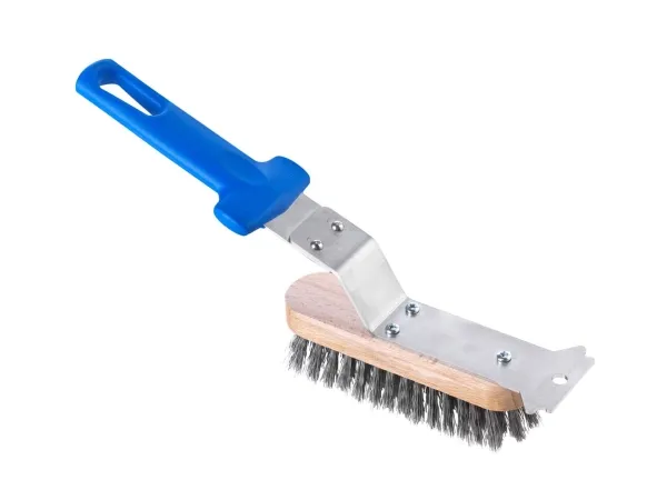 Brush for grills. Stainless steel bristles.With scraper