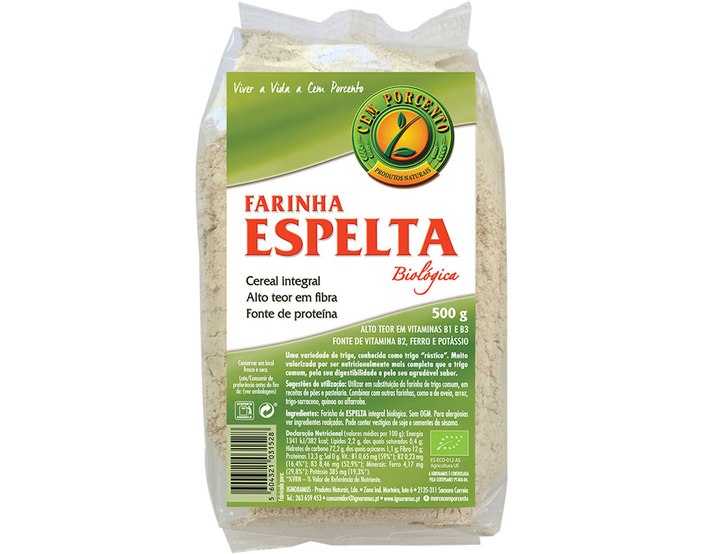 FARINHA CEM PORCENTO ESPELTA INTEGRAL BIO 500G