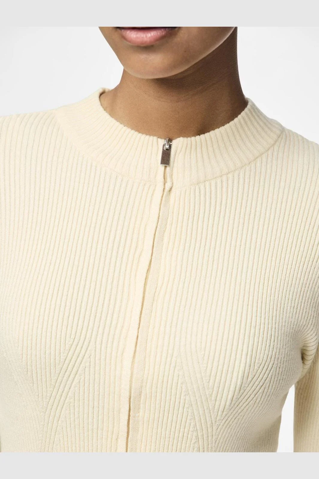 Pieces Pccrista Ls Zip Knit Cardigan 4747101 birch