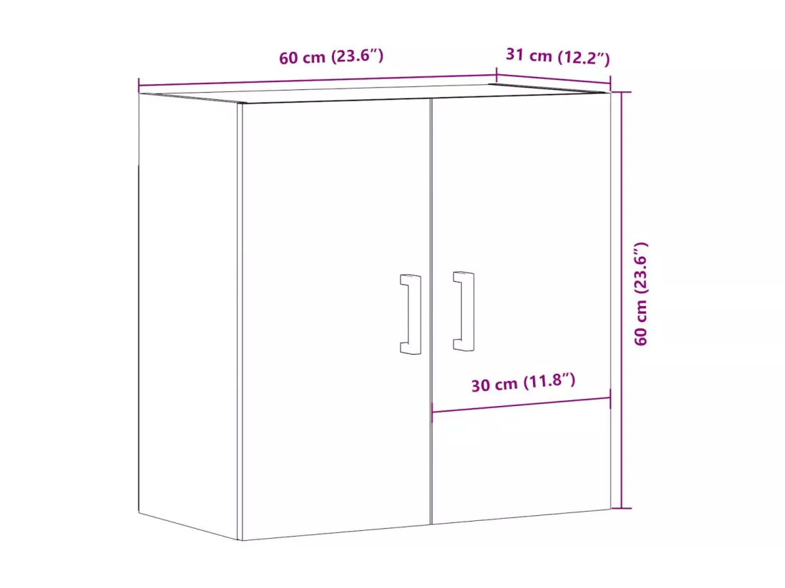 Armoire murale chêne artisanal 60x31x60 cm bois d'ingénierie