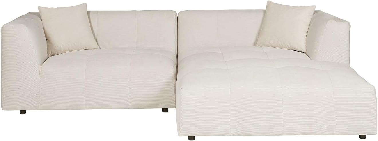 Vente-unique-Ecksofa - Ecke rechts - Feincord - Beige - NAEMIA von Maison Céphy