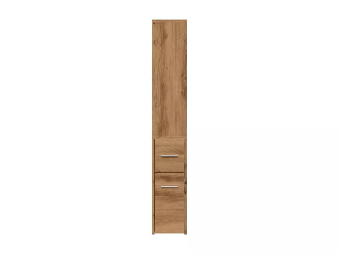 Armoire de salle de bain étroite avec roulettes chêne artisanal