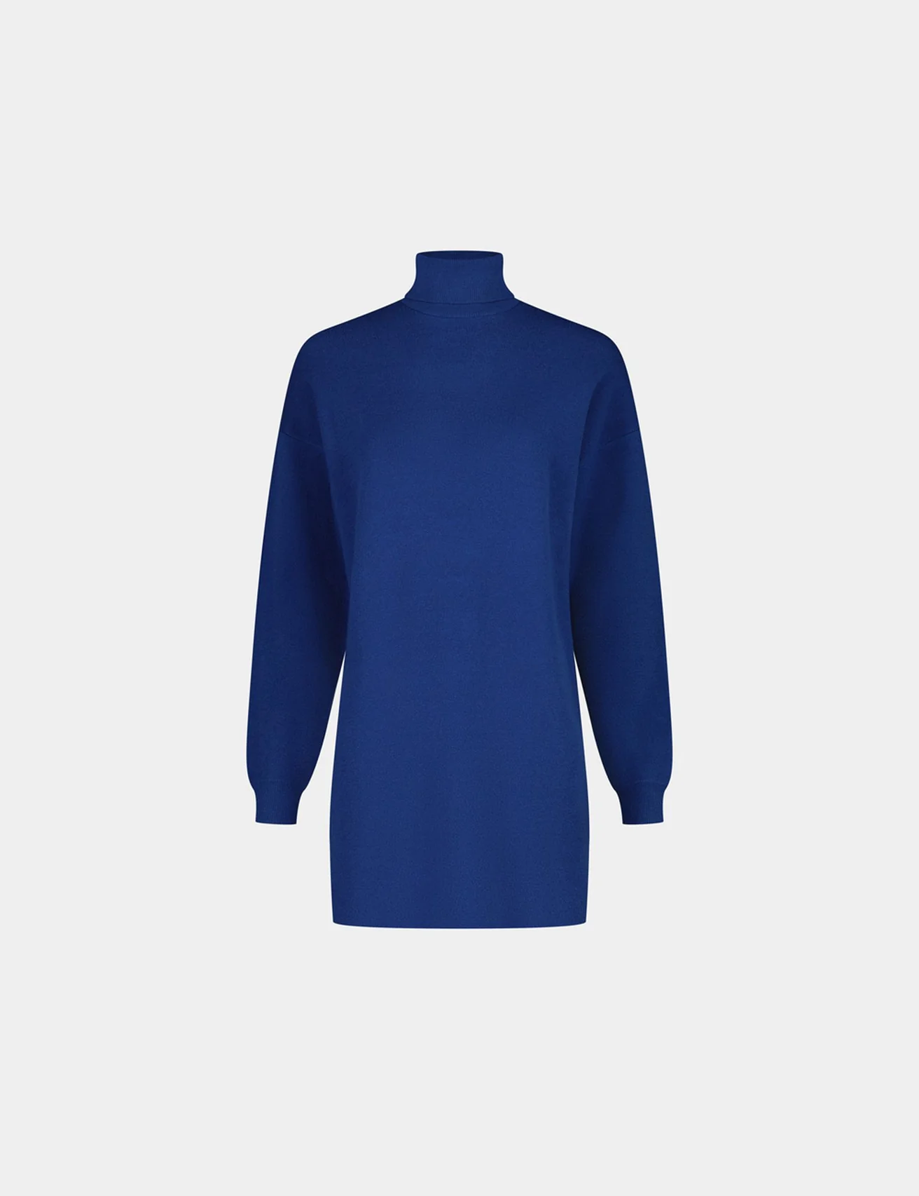 Robe-pull courte col roulé bleu électrique
