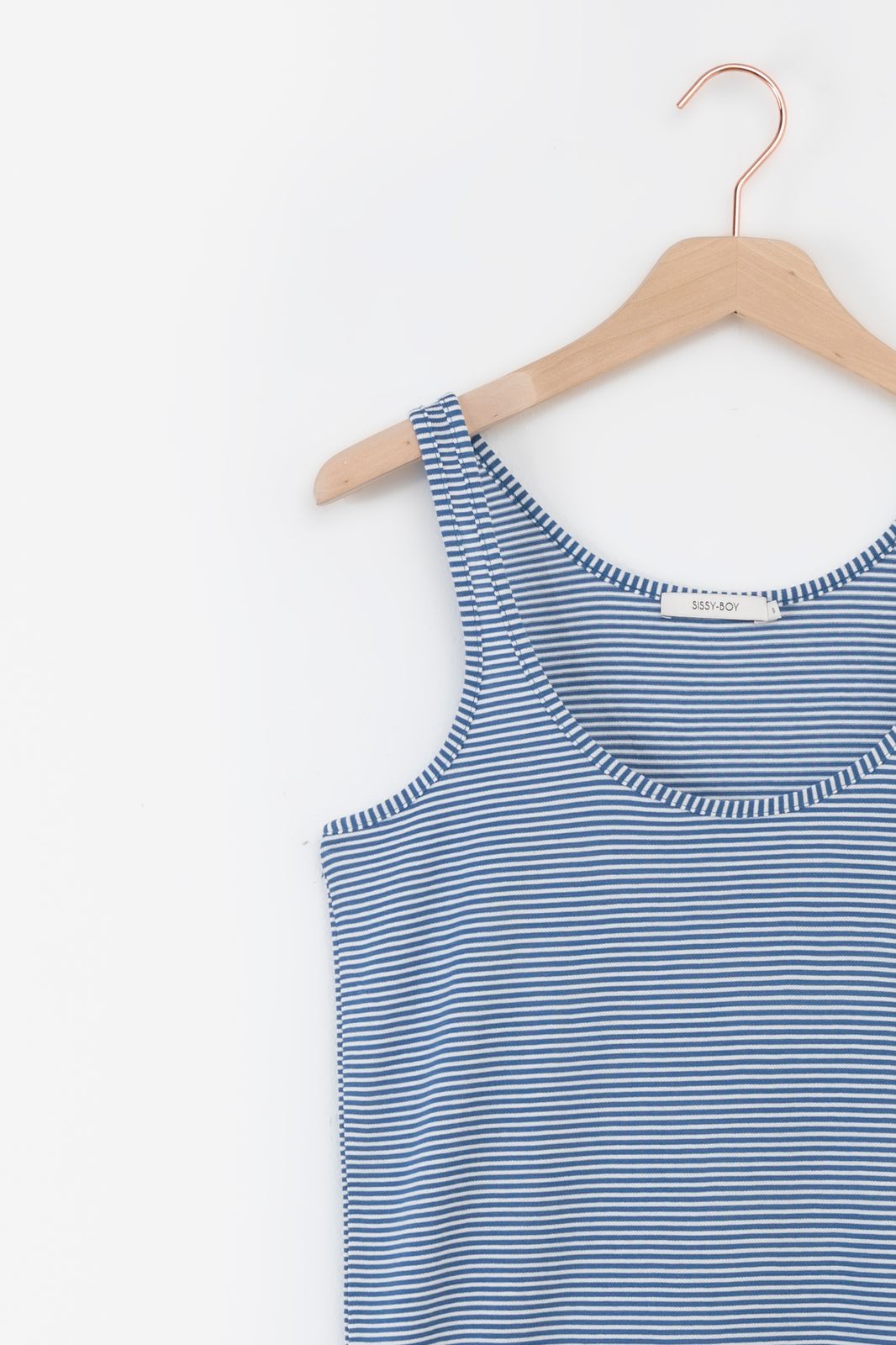 Blauw met wit gestreept singlet