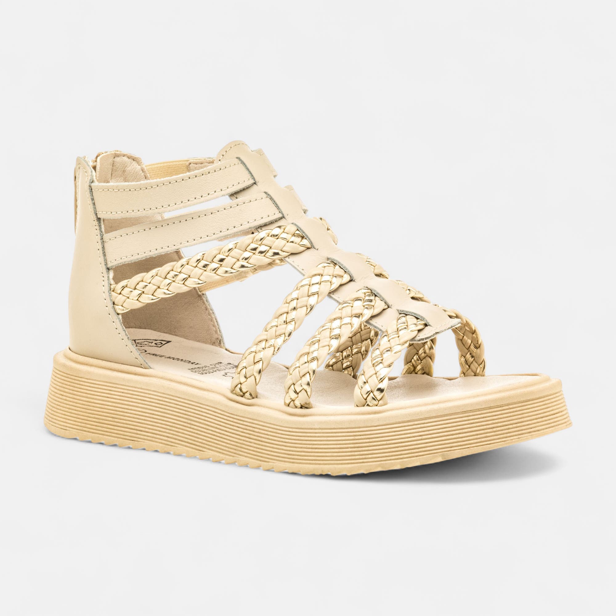 Sandales Fille en cuir beige