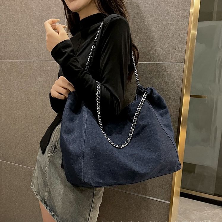 NewTown - Denim Tote Bag met kettingband