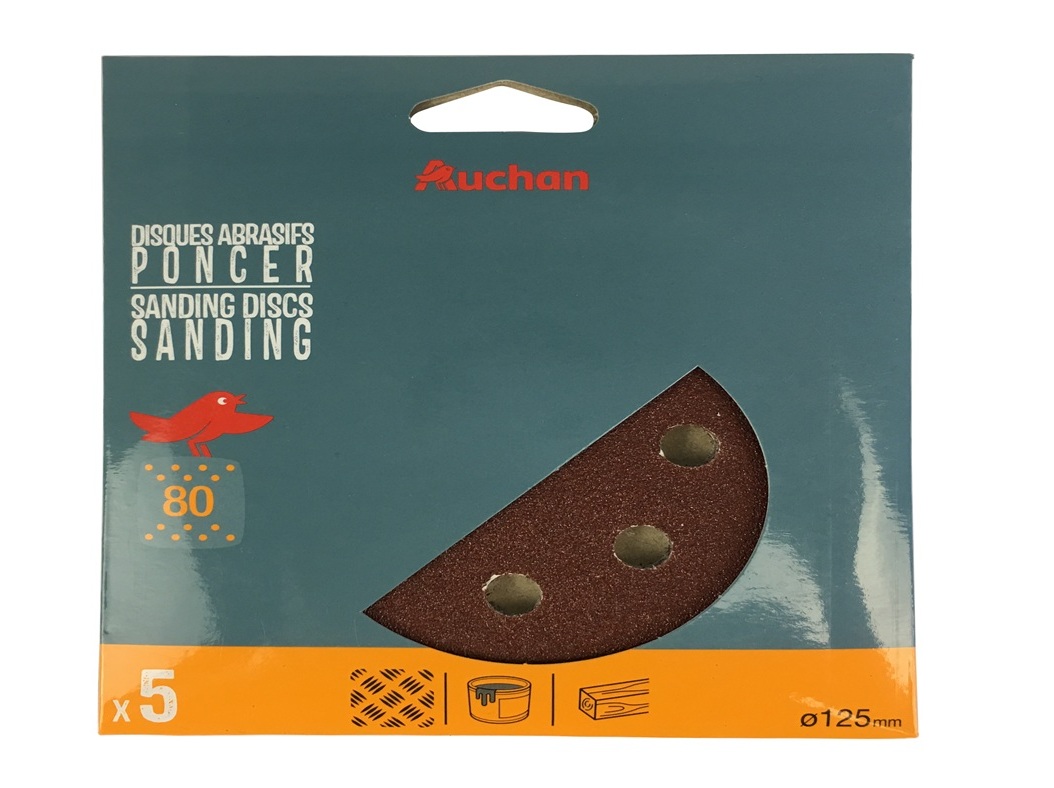 CONJUNTO 5 DISCOS AUCHAN PARA LIXADORA D125 G80