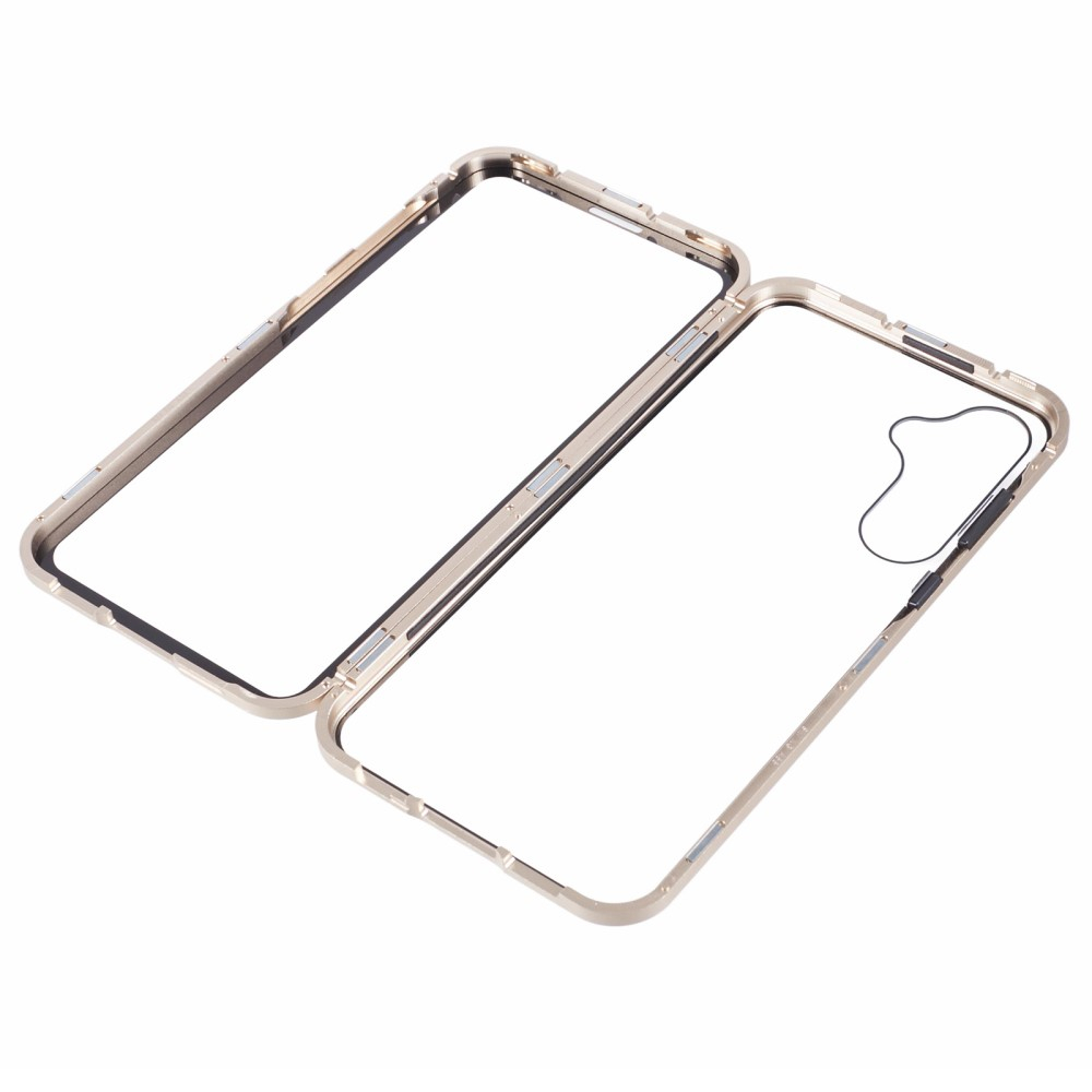 Samsung Galaxy A55 Magnetische Alu Schutzhülle mit Panzer Glas Backcover   Displayschutz (Magnet-Technologie) - Champagner