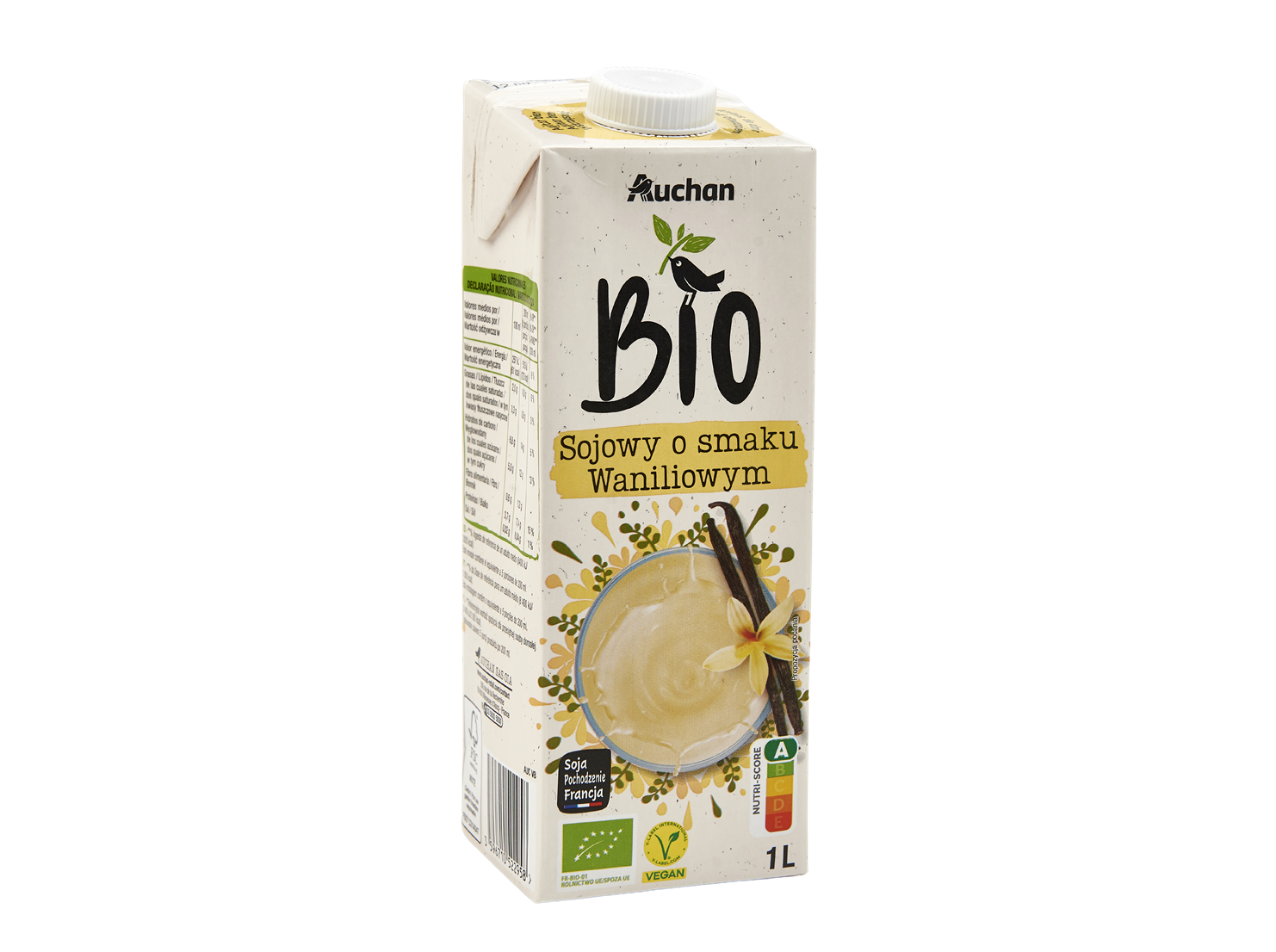 BEBIDA AUCHAN SOJA BIO BAUNILHA 1L