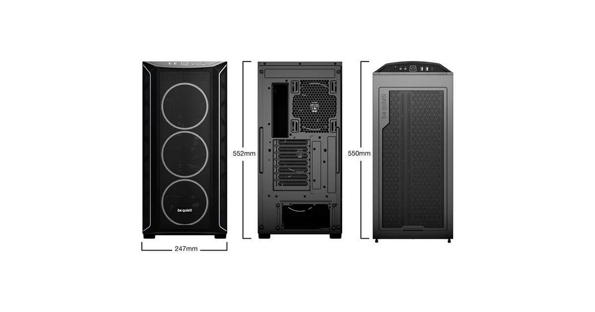 be quiet!SHADOW BASE 800 FX midi tower behuizing  (Zwart | 2x USB-A | 1x USB-C | RGB | Tempered Glass)