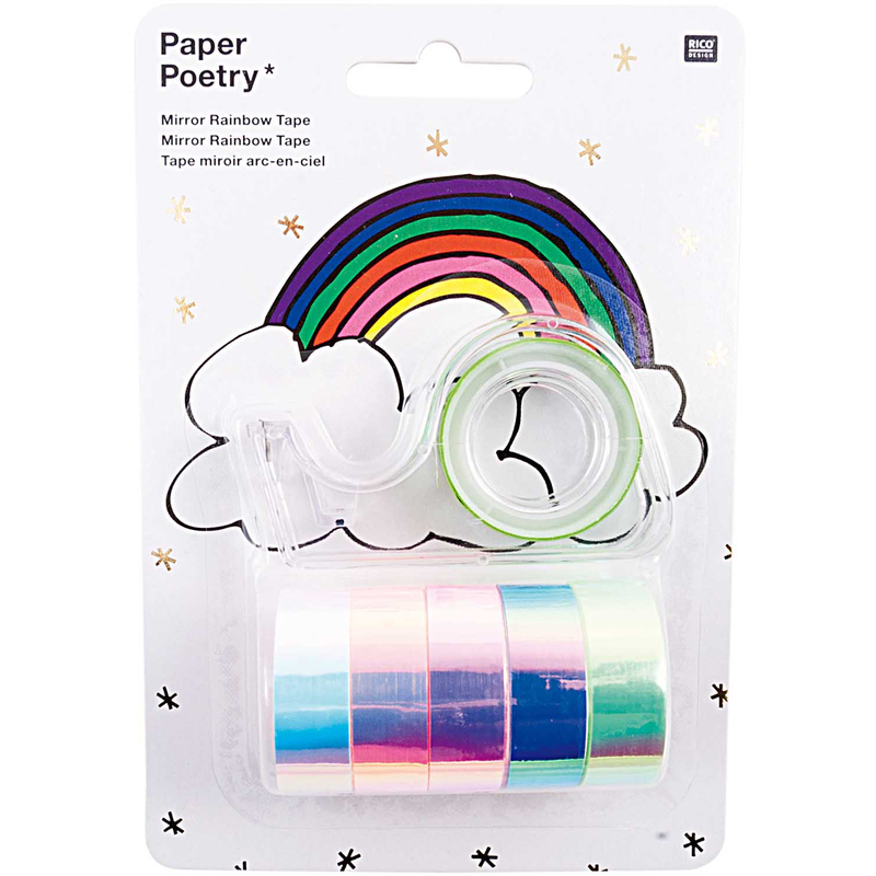 Rico Design Washi Tape Mirror Rainbow, 6 Stück, 12 mm x 2 m