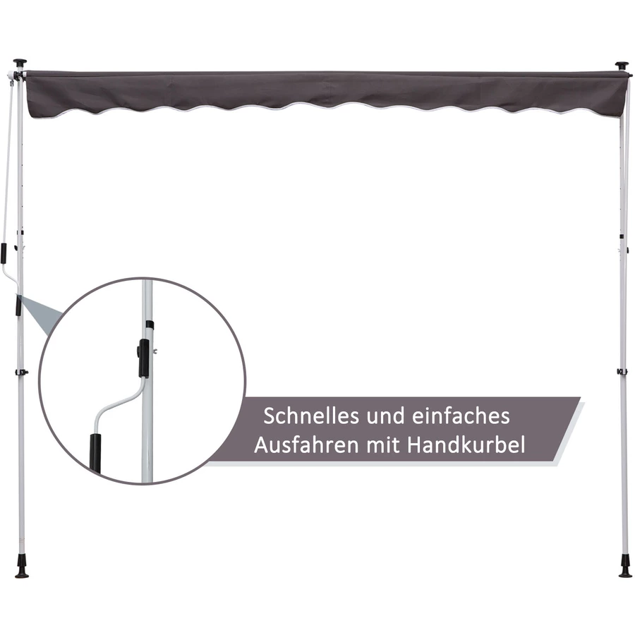 Outsunny Klemmmarkise mit Handkurbel grau