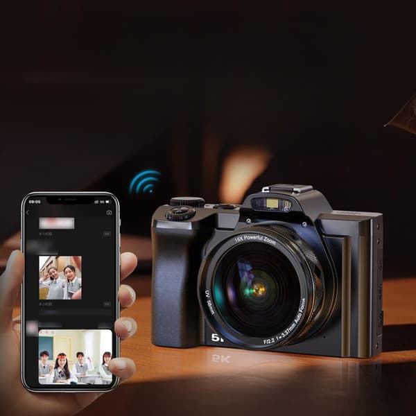 INF Digitalkamera 5K 48MP 16 x zoom 3,5-tommers skjerm, autofokus Sort 0