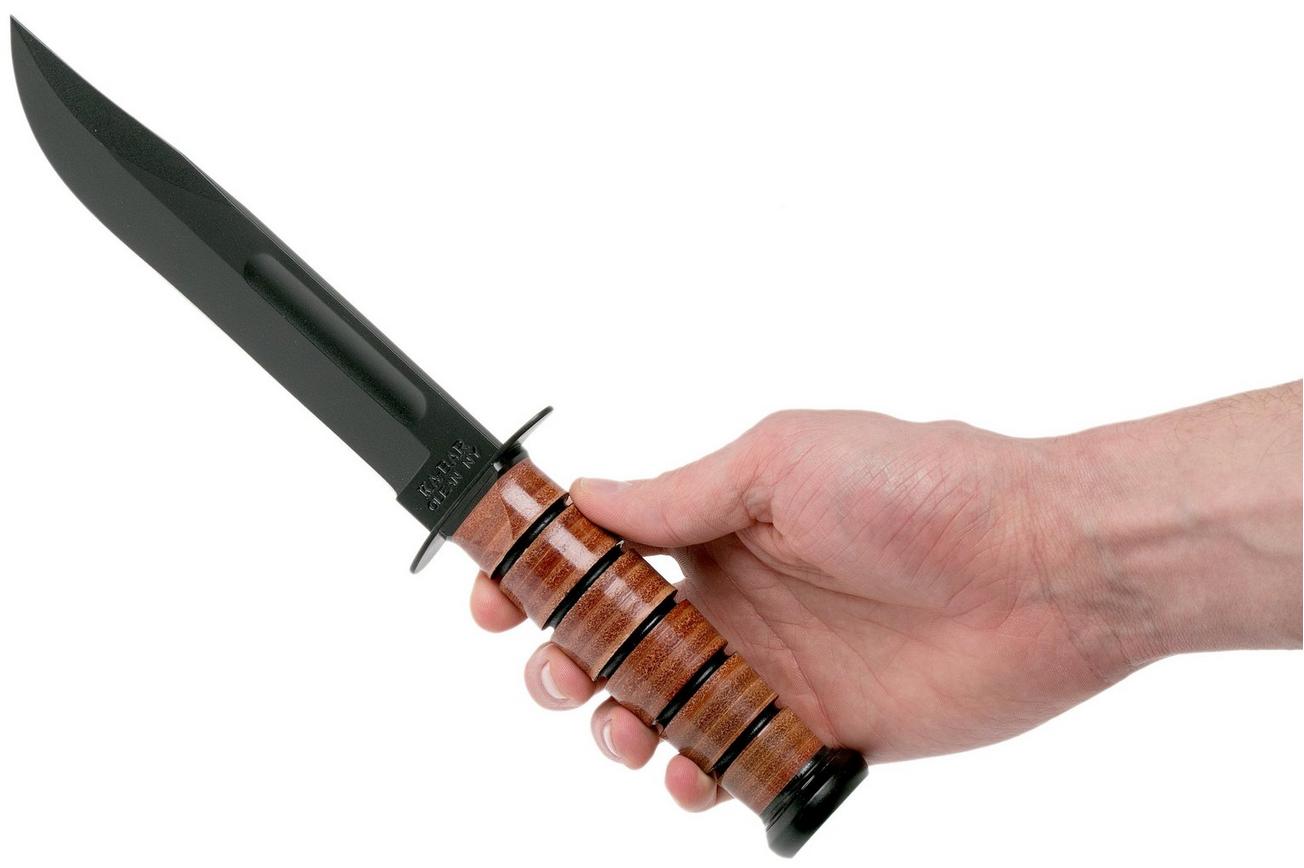 KA-BAR Single Mark 1320 plain edge, leer, lederen foedraal