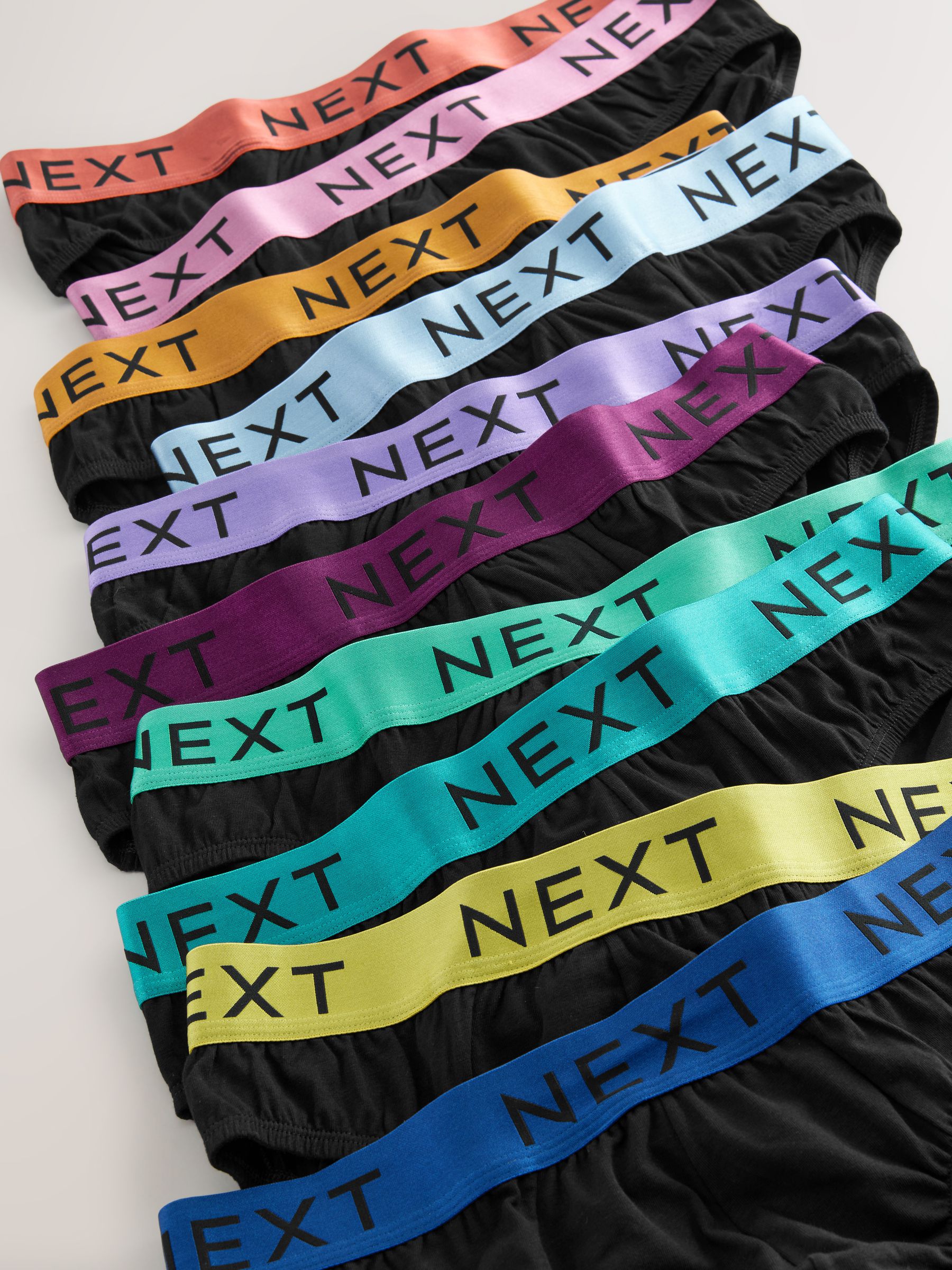 Zwart met felgekleurde tailleband - Verpakking van 10 - Katoenrijke slips