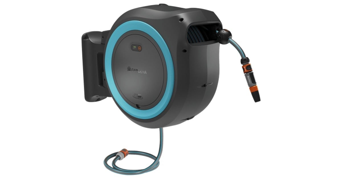 GARDENA40 m Wand-slangenbox Powerroll XXL slanghaspel  (Grijs/turquoise, 40 meter, Accu en oplader niet inbegrepen, POWER FOR ALL ALLIANCE, )