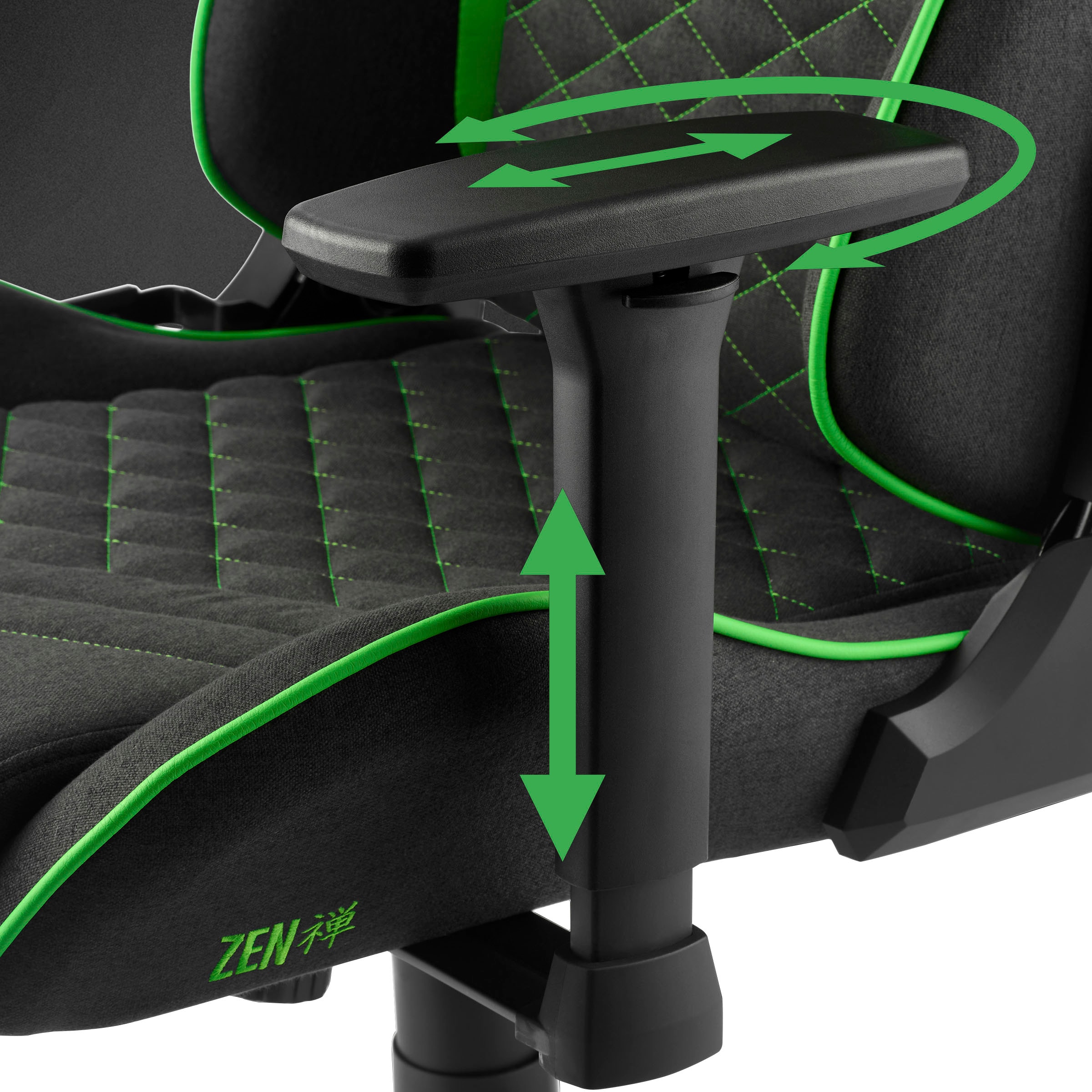 RAZER Gaming-Stuhl »Tarok Pro X by Zen, atmungsaktiver Stoffbezug« () 3D-Armlehnen, Lendenkissen und Kopfkissen, bis 130kg, Grau